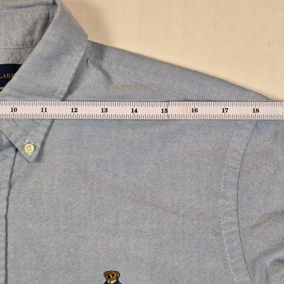 Ralph Lauren Classic Fit Oxford Shirt Men's Large Blue Polo Bear Embroidered - Picture 8 of 15